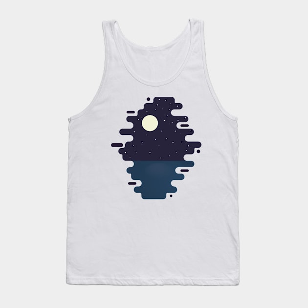 Flat Moon over the ocean Tank Top by AxelCardinaels